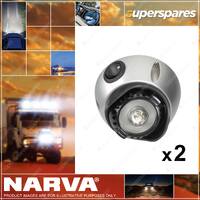 2 x Narva Led Interior Swivel Lamp with Off On Switch with Silv 10-30V 1W 87654S