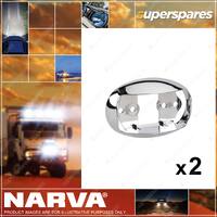 2 x Narva Oval Chrome Deflector Mounting Base - Size 76 x 50mm 91687C