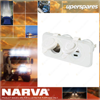 Narva HD Twin Accessory / USB / USB-C Socket - White For RV & Marine Application