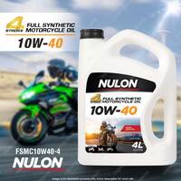 Nulon Full Synthetic 10W-40 Motorcycle 4 Stroke Engine Oil 4L FSMC10W40-4