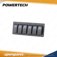 Powertech 6 Way illuminated Blue Rocker Switch Panel with just four connections