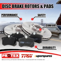 Protex Front Brake Rotors + TRW Pads for Toyota Celica RA40 2.0L Coupe 1977-1981