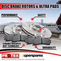 Protex Front Brake Rotors + Ultra Pads for Mitsubishi Triton MQ MR 2.4L 2015-On