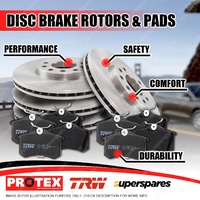 Front + Rear Protex Disc Rotors TRW Brake Pads for MG MGF 1995 - On