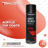 6 x Pacer F71 Matt Black Acrylic 400Gram Aerosol Special UV Absorbing Additives