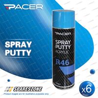 6 x Pacer R46 Spray Putty Acrylic 400 Gram Aerosol Quick Drying Putty