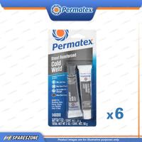 6 x Permatex Steel Reinforced Cold Weld Bonding Compound 2x29ML Dries Dark Grey