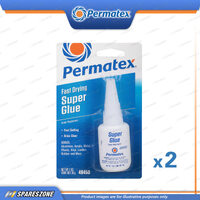 2 x Permatex Super Glue Carded 28 Gram Fast Setting Adhesive Fast Drying