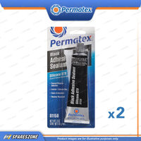 2 x Permatex Black Silicone Adhesive Sealants Carded 85G Low Odor Formula