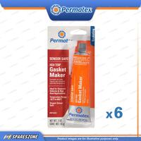 6 x Permatex Sensor Safe High Temperature RTV Silcone Gasket Maker 85G