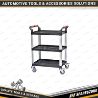 PK Tool 3 Shelf Professional Tool Cart - Tool Trolley Twin Handles Heavy Duty