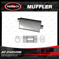 Redback Universal Muffler - 8" x 5" Oval 16" Long 2" Offset/Centre Turbo Flow