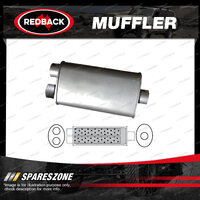 Redback Universal Muffler - 8" x 4" Oval 14" Long 2" Single In/Twin Out