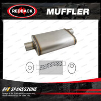 Redback Universal Muffler - 9" x 4" Oval 16" L O/C Spigots Stainless Unpolished