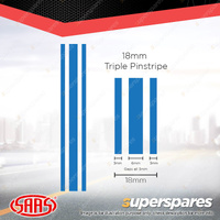 SAAS Triple Pinstripe Car Tape Decals Stickers Medium Blue 18mm x 10 Metres