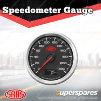 SAAS Speedometer Gauge 0 - 220 KPH 80mm In Dash Black Muscle Series 3