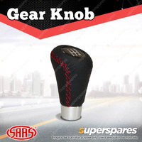 SAAS Car Gear Stick Shift Knob - Classic Red Stitch on Black Leather