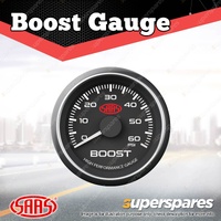 SAAS Mechanical Boost Gauge Diesel 0-60 psi 52mm Black Muscle Series