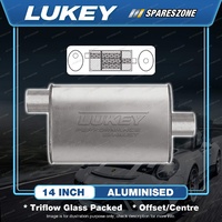 Lukey 8" X 4" Oval - 14" Long Offset/Centre Muffler 2 Glass Packed Reverse Flow