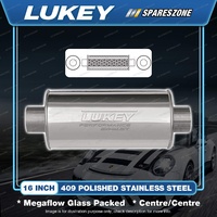 Lukey 6" Round - 16" Centre/Centre 3 409 Polished Stainless Muffler Glass Packed