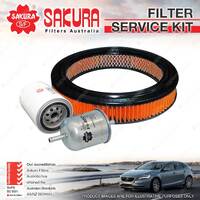 Sakura Oil Air Fuel Filter Service Kit for Ford Falcon EA 3.2L 3.9L Petrol 6Cyl