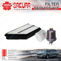 Sakura Oil Air Fuel Filter Service Kit for Honda Prelude BB 2.2L 01/97-2002