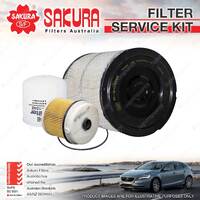 Sakura Oil Air Fuel Filter Service Kit for Isuzu NPR75 NPS75 NQR75 5.2L TD 08-on