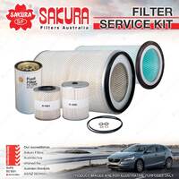 Sakura Oil Air Fuel Filter Service Kit for Mitsubishi FUSO FV417 11.9L TD 96-98