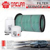 Sakura Oil Air Fuel Filter Service Kit for Isuzu NPR75 NPS75 NQR75 5.2L TD 05-08