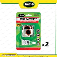 2x Slime Rubber Tube Patch Kits C/W Glue 7-Piece - Repair Puncture-Related Flats