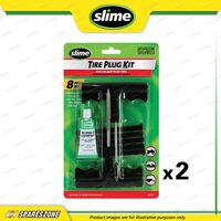 2 x Slime 8-Piece Medium Tire Plug Kits Ergonomic T-Handle Reamer&Plugger Tools