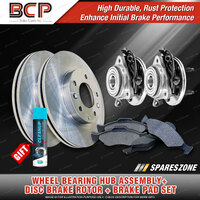 Front Wheel Bearing Hub Assembly + Brake Rotor Pad Kit for Ford Courier PG PH