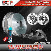 Rear Wheel Bearing Hub Assembly + Brake Drum Shoe Kit for Honda Civic EJ8 1.6L