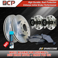 Front Wheel Bearing Hub Assembly + Brake Rotor Pad Kit for Hyundai Elantra HD