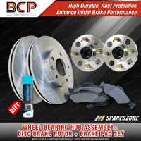 Rear Wheel Bearing Hub Ass + Brake Rotor Pad Kit for Hyundai Accent MC W/O ABS