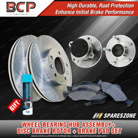 Rear Wheel Bearing Hub Assembly + Brake Rotor Pad Kit for Mazda 3 BKFP W/O ABS