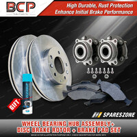 Front Wheel Bearing Hub Assembly + Brake Rotor Pad Kit for Mitsubishi Grandis BA