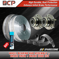 Rear Wheel Bearing Hub Ass + Brake Drum Shoe Kit for Mitsubishi Lancer CH ABS