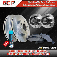 Rear Wheel Bearing Hub Ass + Brake Rotor Pad Kit for Mitsubishi Galant HH HG