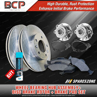 Front Wheel Bearing Hub Ass + Brake Rotor Pad Kit for Nissan Navara D40 295mm