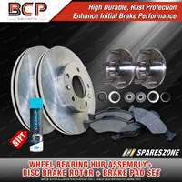 Front Wheel Bearing Hub Assembly + Brake Rotor Pad Kit for Toyota Corolla AE80