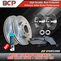 Front Wheel Bearing Hub Assembly + Brake Rotor Pad Kit for Toyota Camry MCV20