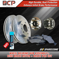 Rear Wheel Bearing Hub Assembly + Brake Rotor Pad Kit for Toyota Prius NHW11