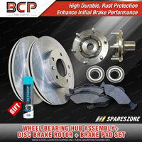 Front Wheel Bearing Hub Assembly + Brake Rotor Pad Kit for Ford Ranger PX 4WD