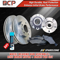 Front Wheel Bearing Hub Assembly + Brake Rotor Pad Kit for Hyundai Kona OS 2.0L