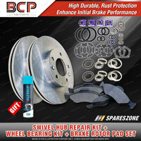 Swivel Hub & Wheel Bearing Kit + Brake Set for Land Rover Discovery LJ ABS Solid