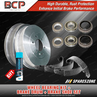 Rear Wheel Bearing Kit + Brake Drum Shoe Set for Ford F150 Lift Out 9" Diff