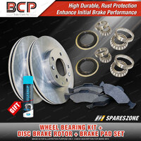 Front Wheel Bearing Kit + Brake Rotor Pad Set for Holden HT 4.1L 5.0L 5.7L 69-70