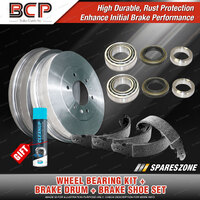 Rear Wheel Bearing Kit + Brake Drum Shoe Set for Holden Commodore VB VC VH VK VL