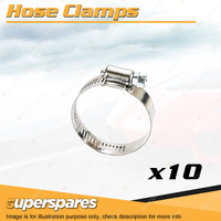 10 x Superspares Hose Clamps 27-51mm Perforated Band Part Stainless